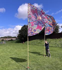 Wedding Planner Flags and Flagpoles on display