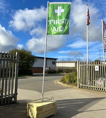event flagpole in a box